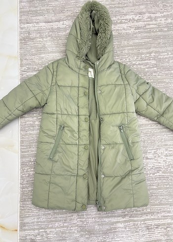 Kız Çocuk Yeşil Düğmeli Kaban - Görsel 2