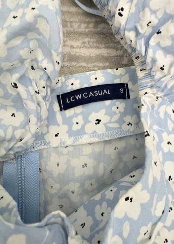 Mavi Çiçek Desenli Midi Pamuklu Elbise - Görsel 2