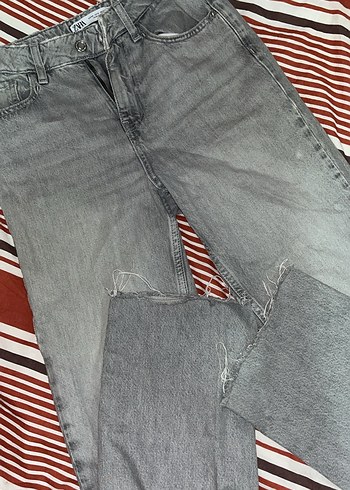 Gri Salaş Midi Kot Pantolon
