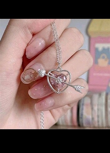  Beden gri Renk SHEİN Y2K TARZI PEMBE KALP KOLYE