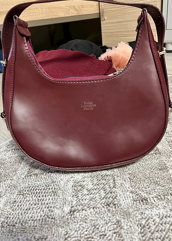 Bordo Deri Tokalı Kadın Çanta - Görsel 3