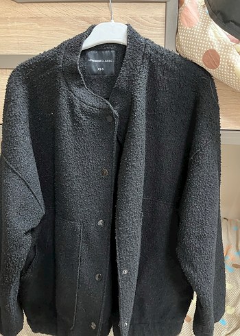 Düğmeli Siyah Oversize Kadın Ceket - Görsel 4