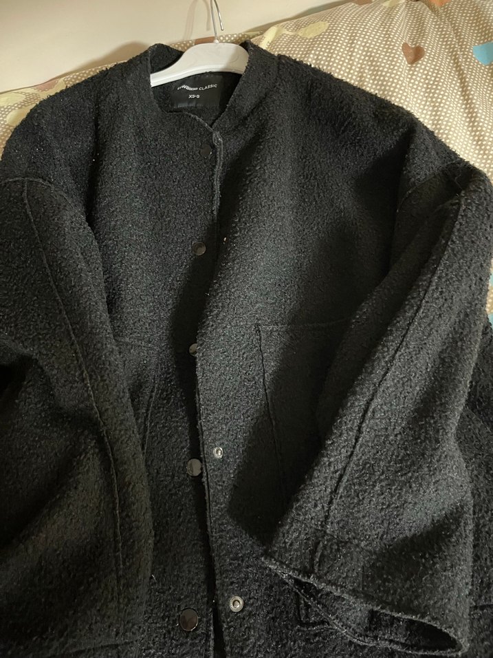 Düğmeli Siyah Oversize Kadın Ceket - Görsel 3