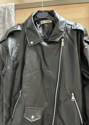Siyah Deri Biker Ceket - Görsel 2