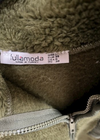 Yeşil Kadın Peluş Fermuarlı Ceket - Görsel 4