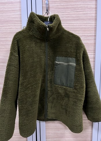 Yeşil Kadın Peluş Fermuarlı Ceket - Görsel 2