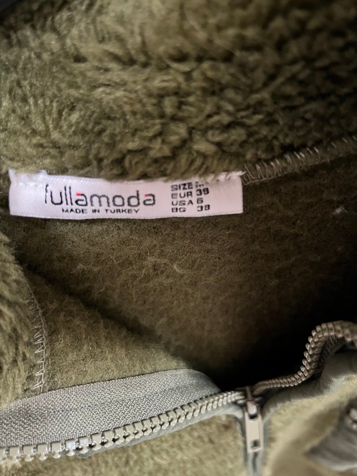 Yeşil Kadın Peluş Fermuarlı Ceket - Görsel 4