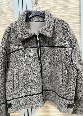 Gri Peluş Kadın Midi Ceket - Görsel 2