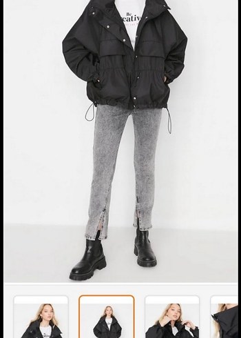 Düğmeli Siyah Mini Kadın Ceket - Görsel 2