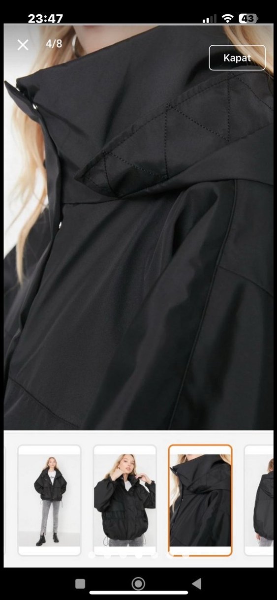 Düğmeli Siyah Mini Kadın Ceket - Görsel 4