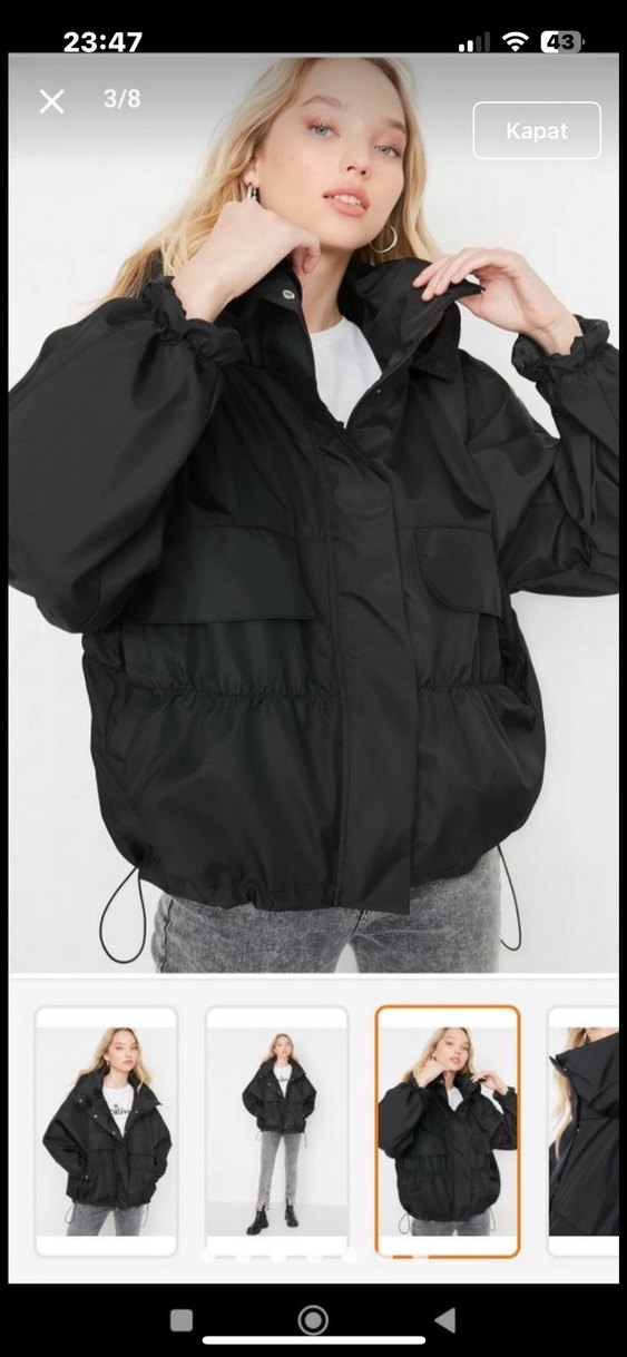 Düğmeli Siyah Mini Kadın Ceket - Görsel 3