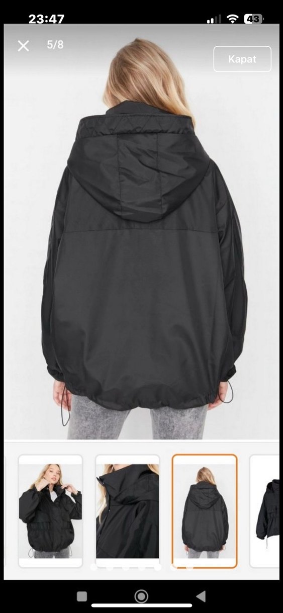 Düğmeli Siyah Mini Kadın Ceket - Görsel 5