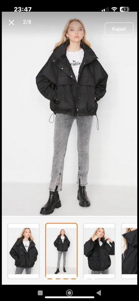 Düğmeli Siyah Mini Kadın Ceket - Görsel 2