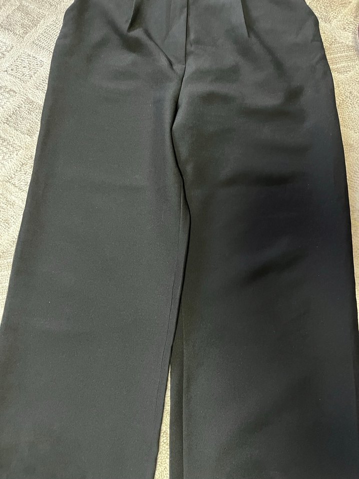 Düğmeli Siyah Kadın Kumaş Pantolon - Görsel 3