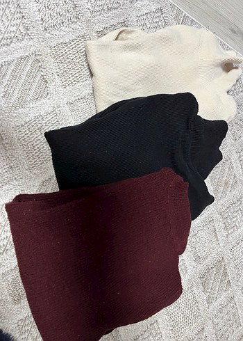 Bordo Yünlü Kadın Boğazlı Triko Kazak - Görsel 2