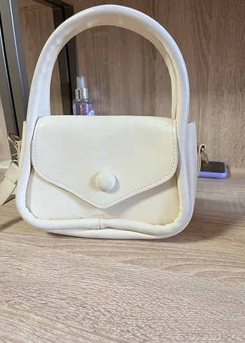Beyaz Deri Kadın Omuz Çantası - Görsel 2