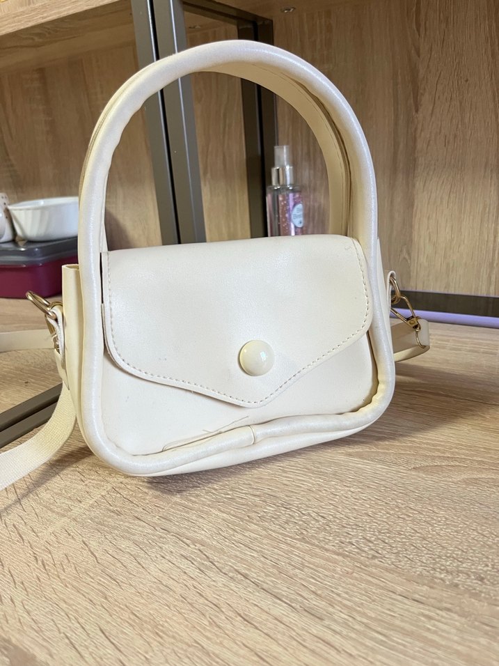 Beyaz Deri Kadın Omuz Çantası - Görsel 3