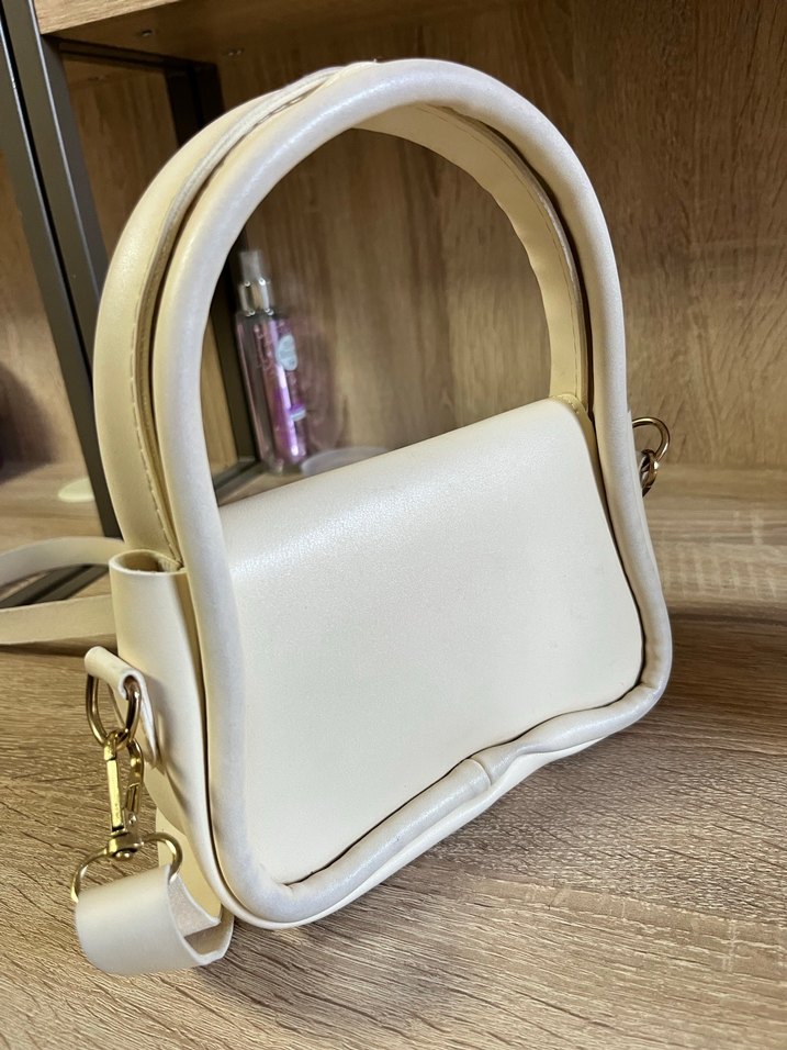 Beyaz Deri Kadın Omuz Çantası - Görsel 4