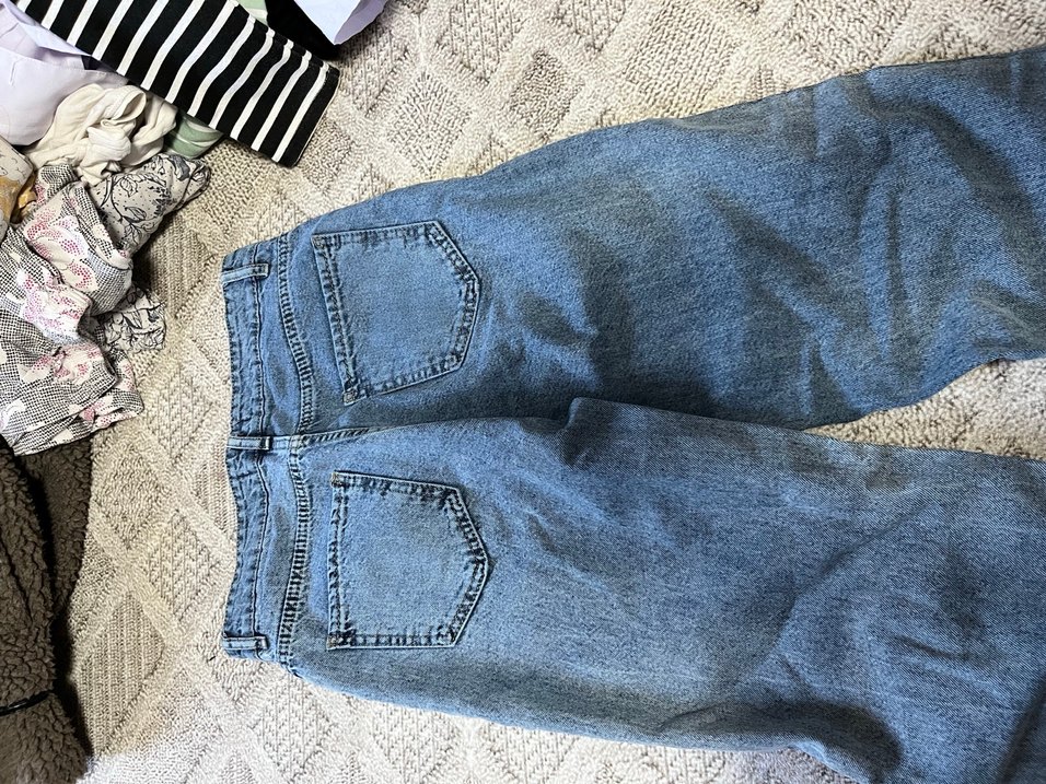 Kadın Mavi Midi Boy Bol Kesim Denim Jean - Görsel 3