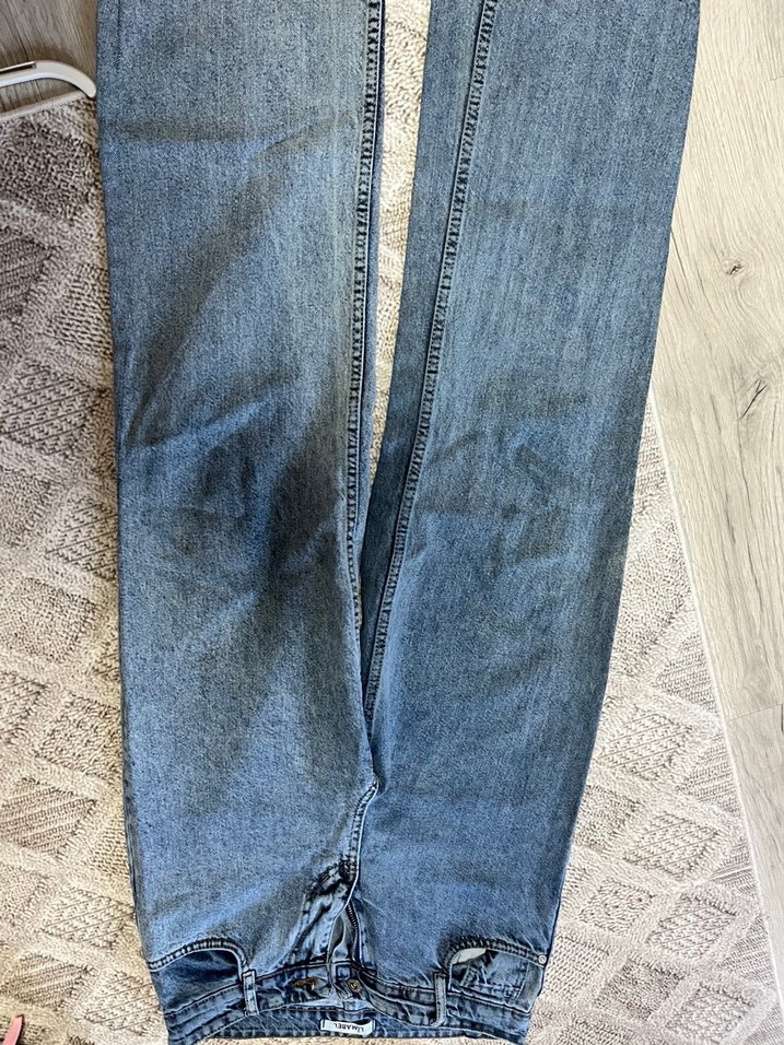 Kadın Mavi Midi Boy Bol Kesim Denim Jean - Görsel 2