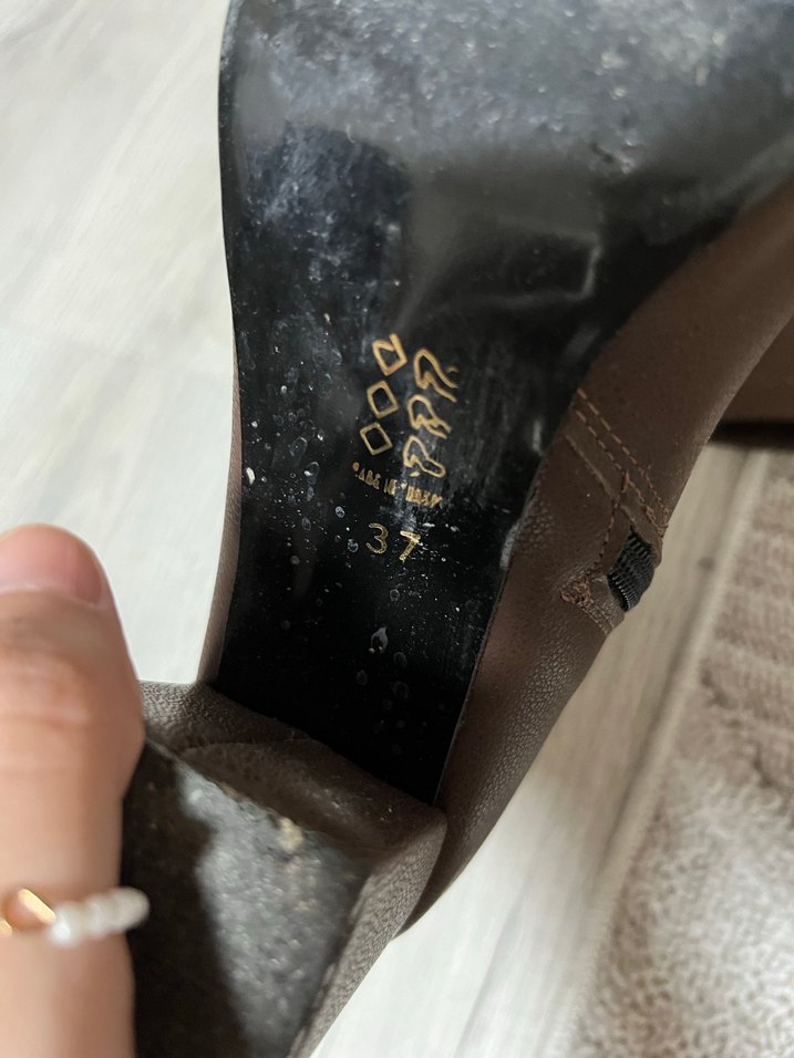 Kahverengi Deri Stiletto Topuklu Kadın Bot - Görsel 4