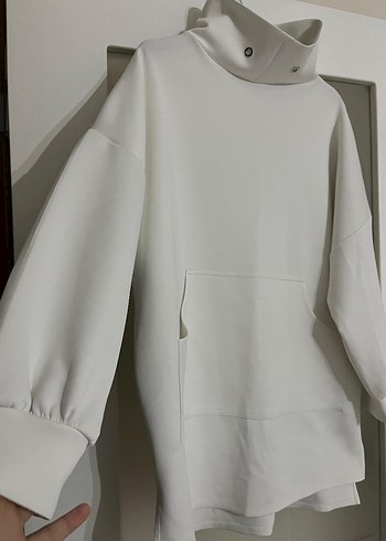 38 Beden Yüksek Yakalı Kadın Sweatshirt