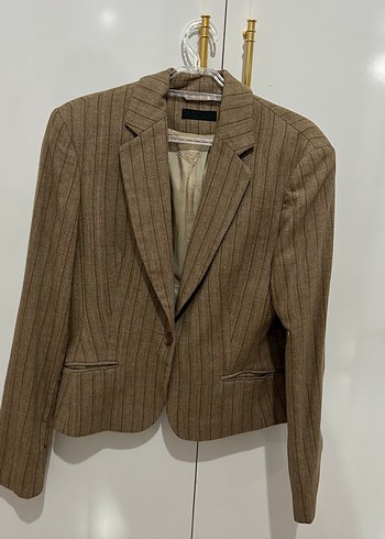 Network Bej Cizgili Klasik Blazer Ceket