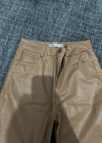 Bej Deri Kadın pantolon - Görsel 2
