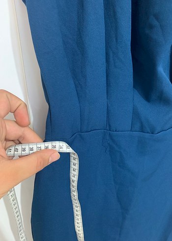 s Beden lacivert Renk V Yaka Kolsuz Lacivert Midi Kalem Elbise
