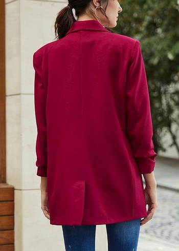 Diğer Bordo Kadın Midi Blazer Ceket