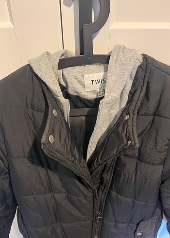 Twist Fermuarlı Siyah Kadın Midi Ceket - Görsel 3