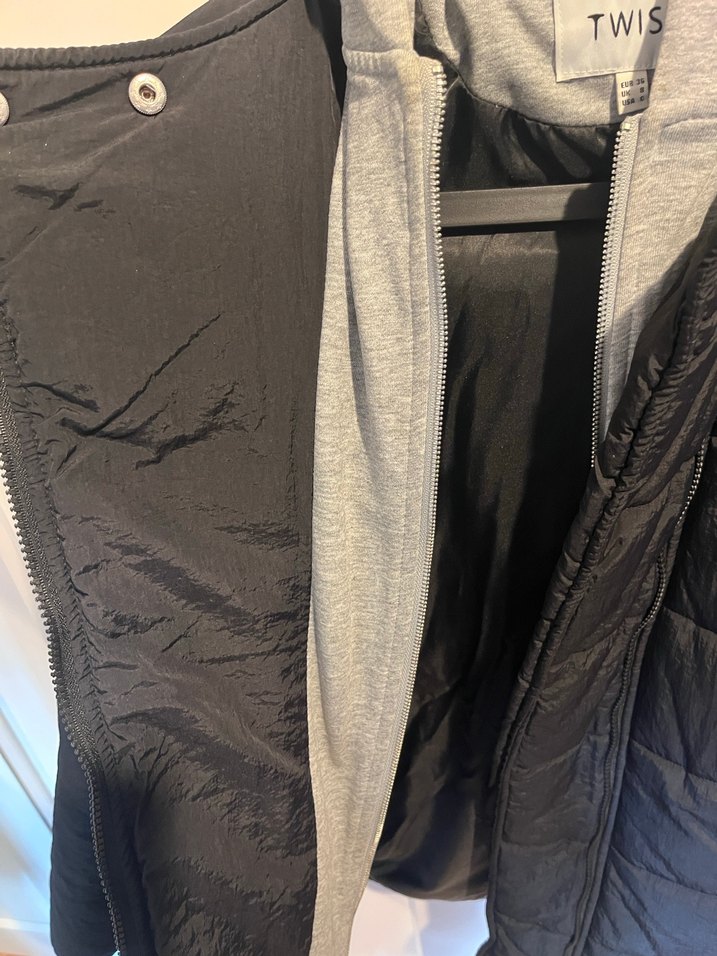 Twist Fermuarlı Siyah Kadın Midi Ceket - Görsel 5