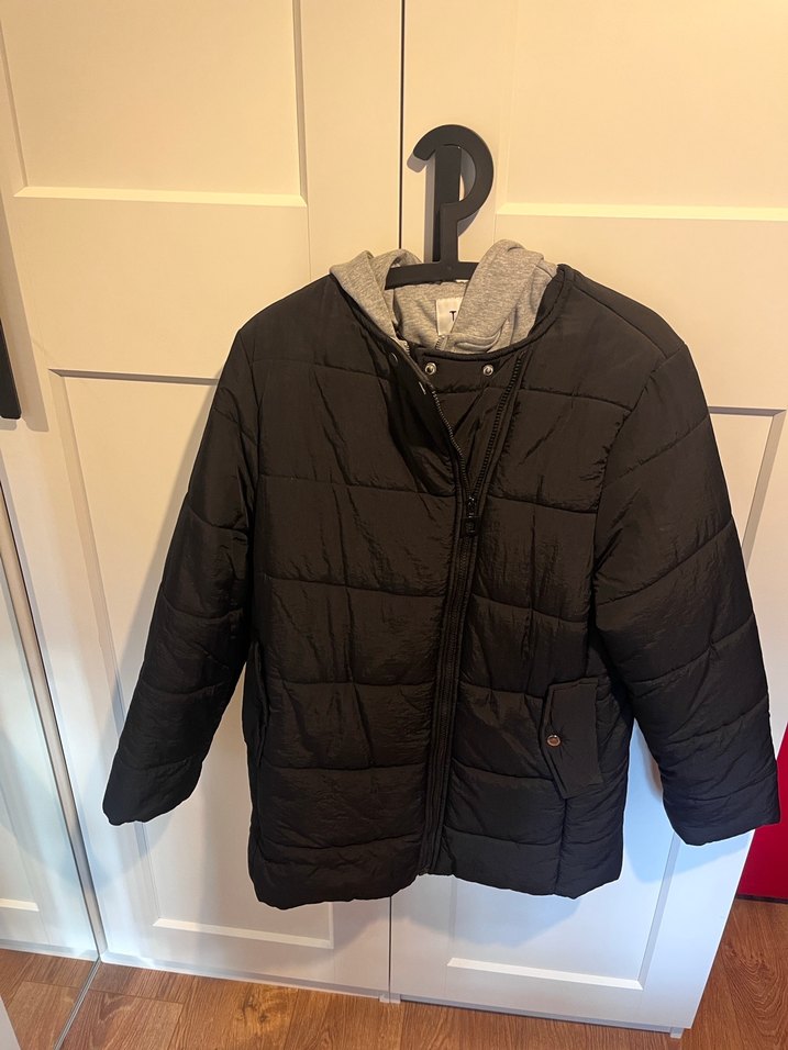 Twist Fermuarlı Siyah Kadın Midi Ceket - Görsel 2