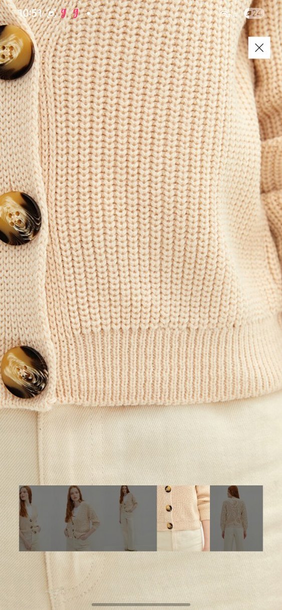 Bej Düğmeli Uzun Kollu Hırka - Görsel 3