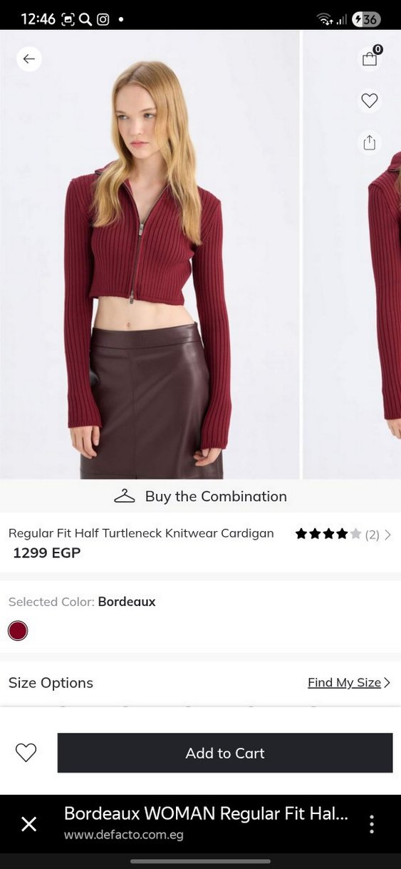 Bordo Yüksek Yakalı Kadın Triko - Görsel 3