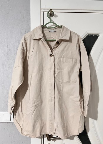 xl Beden Bej Oversize Uzun Kollu Kadın Gömlek
