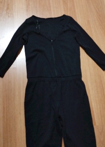 Siyah V Yakalı Uzun Kollu Kadın Tulum - Görsel 4