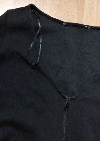 Siyah V Yakalı Uzun Kollu Kadın Tulum - Görsel 6