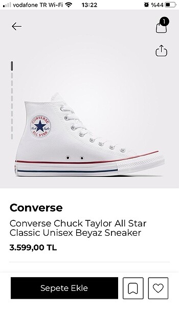 Beyaz boğazlı Converse