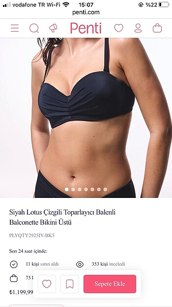 Penti bikini üstü