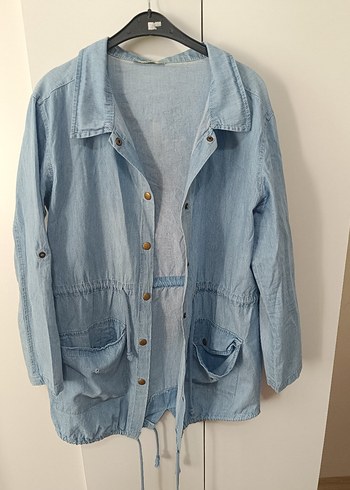 Diğer Bohem Uzun Kollu Baskılı Mavi Denim Ceket