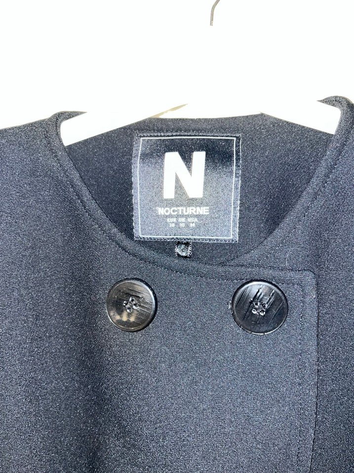 Düğmeli Siyah Nocturne Elbise - Görsel 5