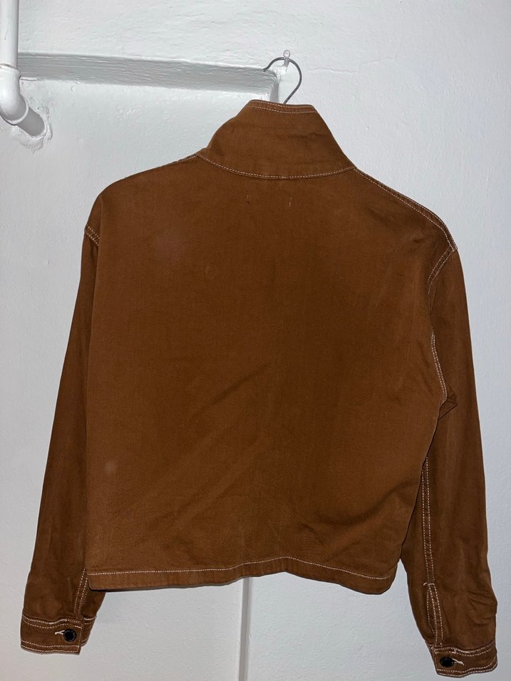 Düğmeli Kahverengi Süet Kadın Ceket - Görsel 4