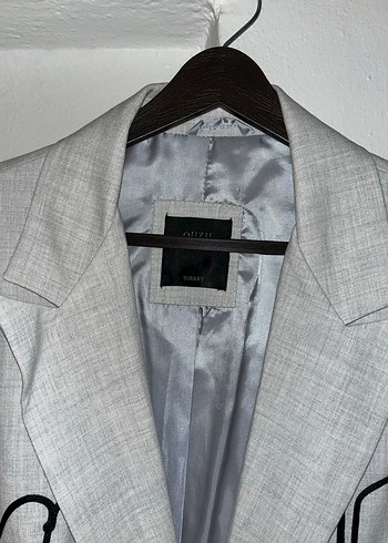 Gri Düğmeli Kadın Blazer Ceket - Görsel 3