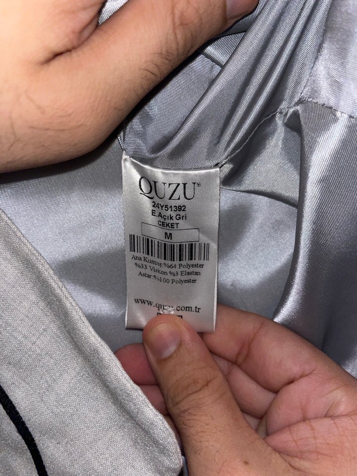 Gri Düğmeli Kadın Blazer Ceket - Görsel 4