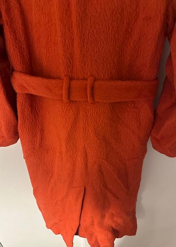 Nar Çiçeği Düğmeli Uzun Kadın Kaban - Görsel 6