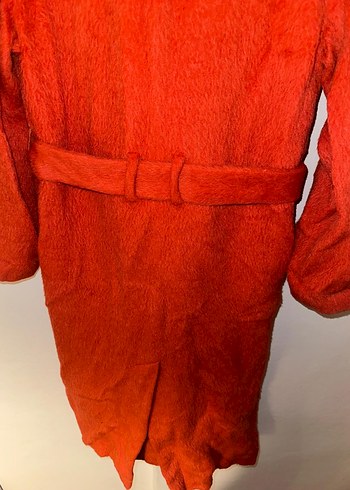 Nar Çiçeği Düğmeli Uzun Kadın Kaban - Görsel 5