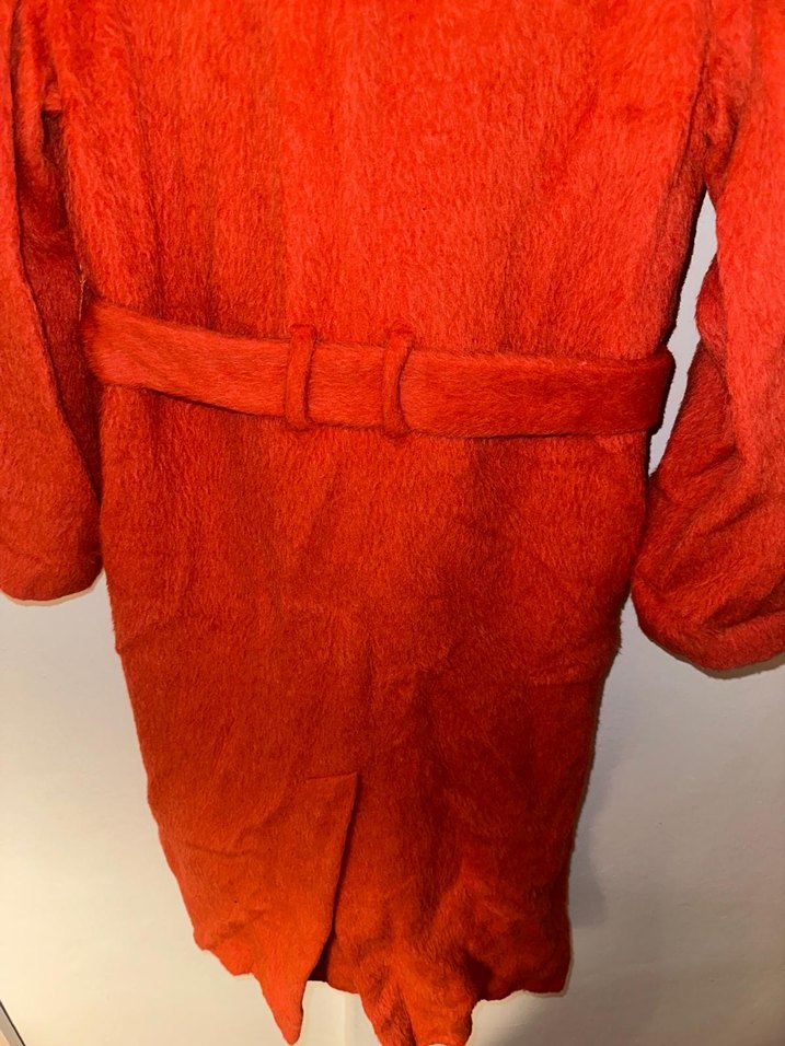 Nar Çiçeği Düğmeli Uzun Kadın Kaban - Görsel 5