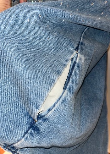 Taşlı ve Düğmeli Kadın Denim Ceket - Görsel 6