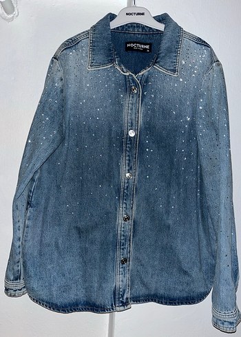 Taşlı ve Düğmeli Kadın Denim Ceket - Görsel 2